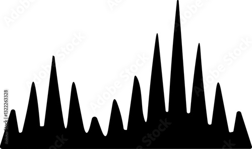 Sound wave icon. Analog and digital audio signal and graph. Music equalizer. Interference voice recording. High frequency radio wave. Vector illustration.