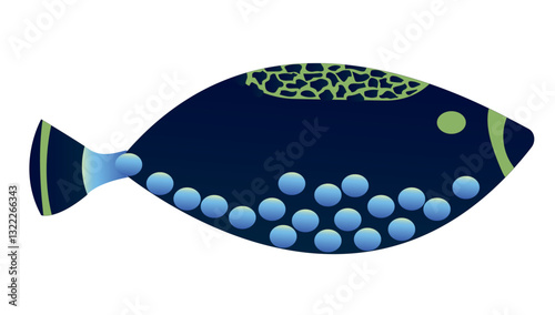 Simple silver fish sea or aquarium. Vector illustration isolated on white background.