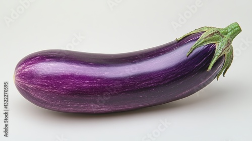 Wallpaper Mural A plump eggplant, its skin glistening with moisture, takes center stage against a stark white backdrop, its smooth curves and vibrant purple hues drawing the viewer gaze. Torontodigital.ca