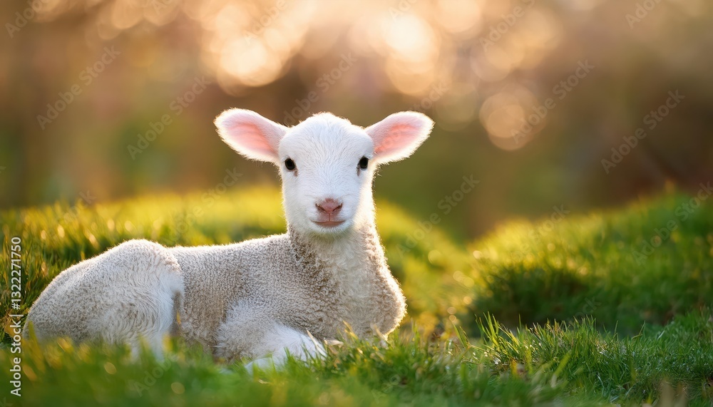 Adorable Lamb Frolicking in Blossoming Spring Meadow, Basking in Soft Sunlight and Playfully Interacting with Colorful Flowers, Capturing the Youthful Spirits of Natures Rebirth. Adorable Lamb Frolicking in Blossoming Spring Meadow, Basking in Soft Sunlight and Playfully Interacting with Colorful Flowers, Capturing the Youthful Spirits of Natures Rebirth.