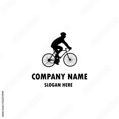 cycling race stylized symbol, outlined cyclist vector silhouette