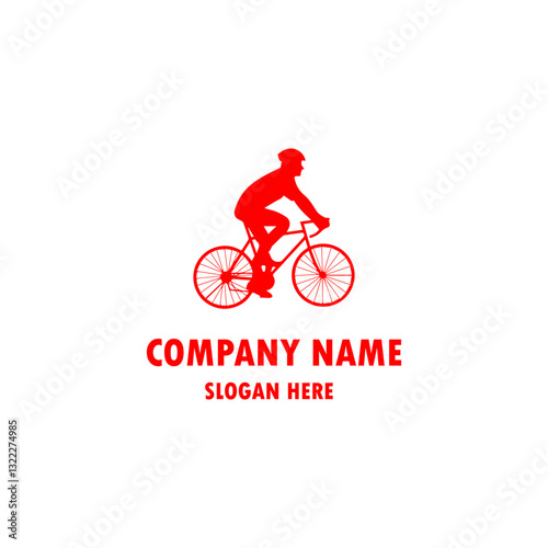 cycling race stylized symbol, outlined cyclist vector silhouette