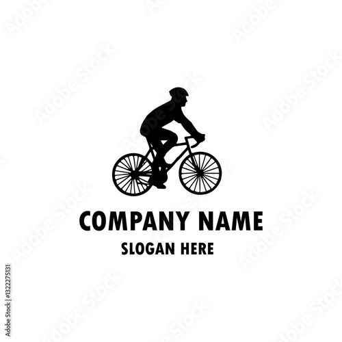 cycling race stylized symbol, outlined cyclist vector silhouette