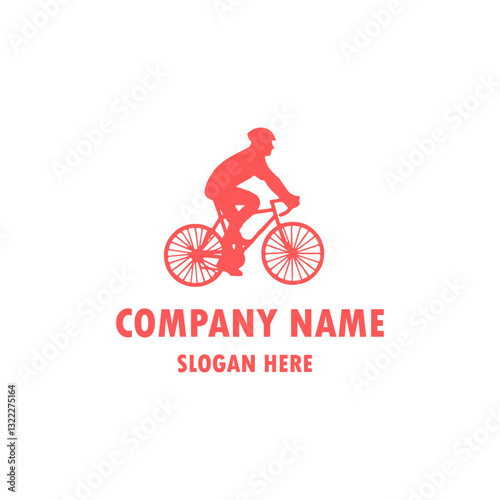 cycling race stylized symbol, outlined cyclist vector silhouette