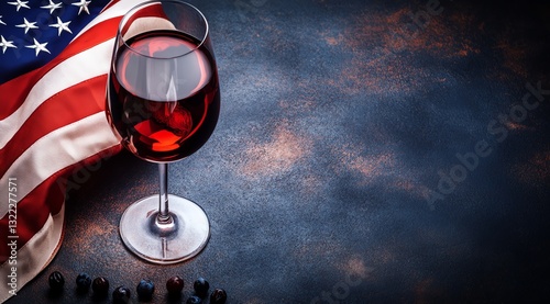 Celebrating with Red Wine and American Flag for Festive Occasions