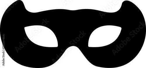 Carnival Mask Flat Icon – Black Masquerade Mask for Party, Mardi Gras, or Halloween | Vector Illustration