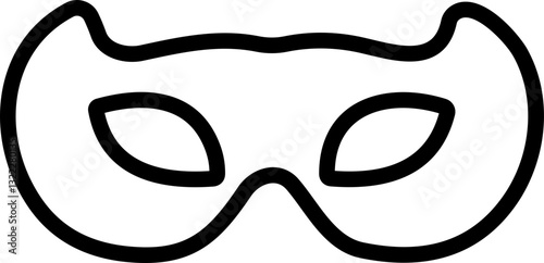 Carnival Mask Line Icon – Simple Black Masquerade Mask for Mardi Gras, Halloween, and Party | Vector Illustration
