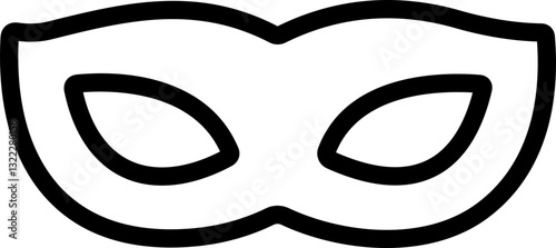Carnival Mask Line Icon – Simple Black Masquerade Mask for Mardi Gras, Halloween, and Party | Vector Illustration