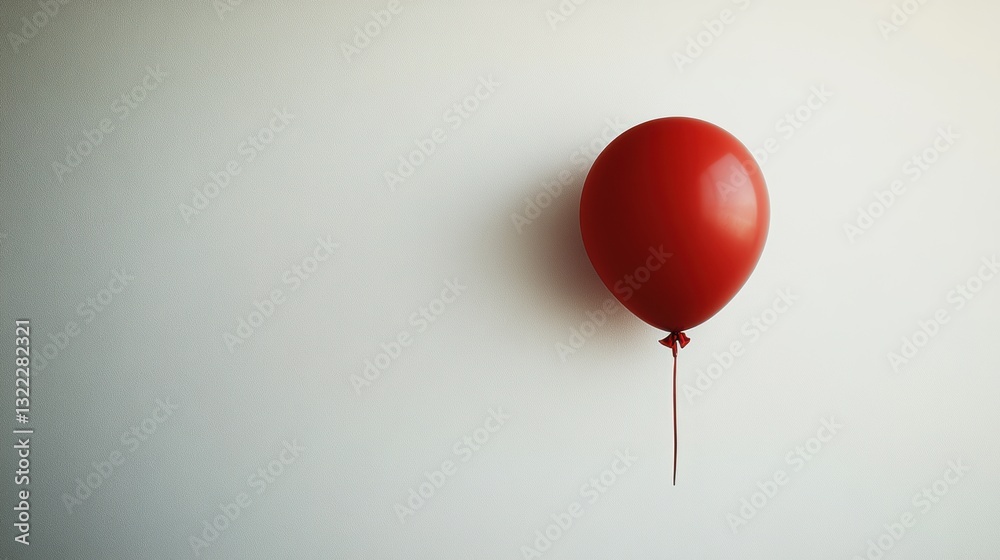 A single, bright red rubber balloon, its string tied with a bow, floats gracefully against a pristine white background, capturing the innocence and simplicity of childhood memories. A single, bright red rubber balloon, its string tied with a bow, floats gracefully against a pristine white background, capturing the innocence and simplicity of childhood memories.