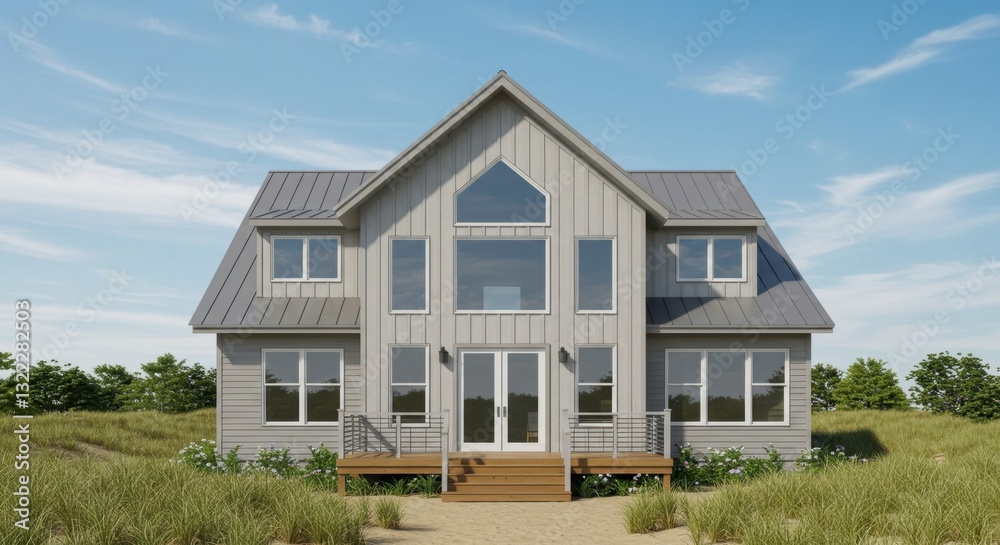 Modern Coastal Two-Story Home with Vertical Siding Modern Coastal Two-Story Home with Vertical Siding