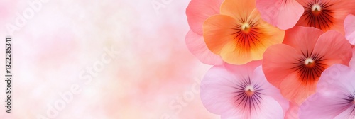 A pink and orange flower arrangement with a white background. The flowers are arranged in a way that they look like they are in a vase. Scene is cheerful and bright
