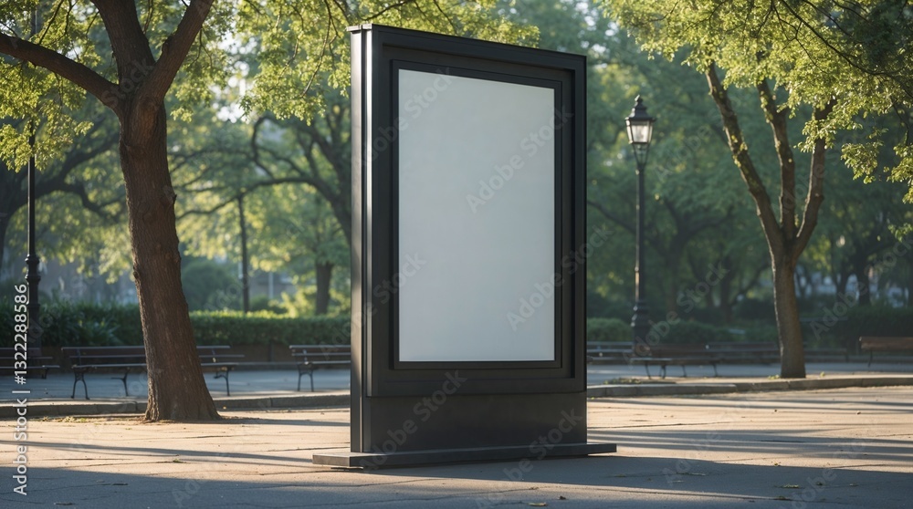 Outdoor digital billboard in a park setting, advertising space for marketing and brand exposure