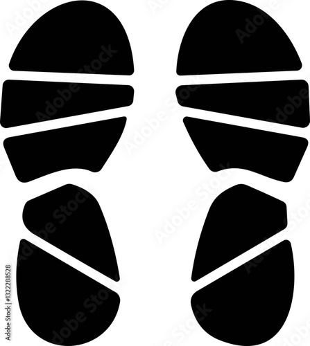 Footprint human silhouette vector. Shoe sole print. Foot print tread, boots, sneakers. Impression icon barefoot Footsteps man and person