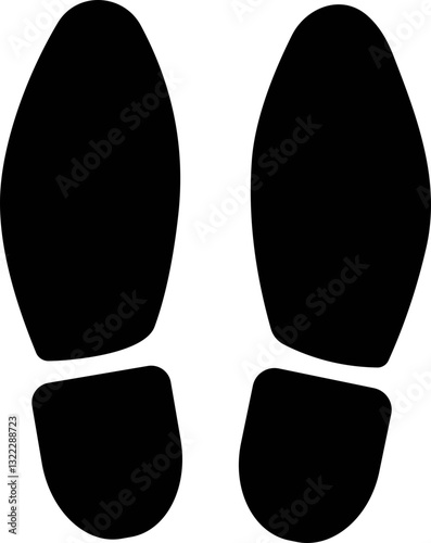 Footprint human silhouette vector. Shoe sole print. Foot print tread, boots, sneakers. Impression icon barefoot Footsteps man and person
