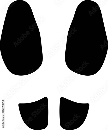 Footprint human silhouette vector. Shoe sole print. Foot print tread, boots, sneakers. Impression icon barefoot Footsteps man and person