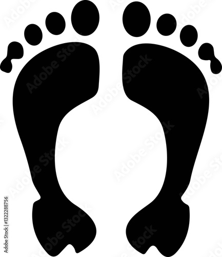 Footprint human silhouette vector. Shoe sole print. Foot print tread, sneaker. Impression icon barefoot Footsteps female