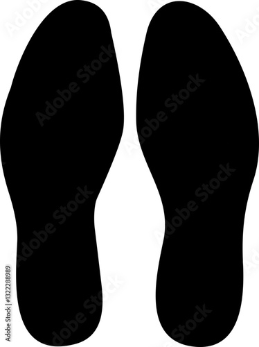 Footprint human silhouette vector. Shoe sole print. Foot print tread, boots, sneakers. Impression icon barefoot Footsteps man and person