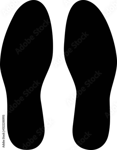 Footprint human silhouette vector. Shoe sole print. Foot print tread, boots, sneakers. Impression icon barefoot Footsteps man and person