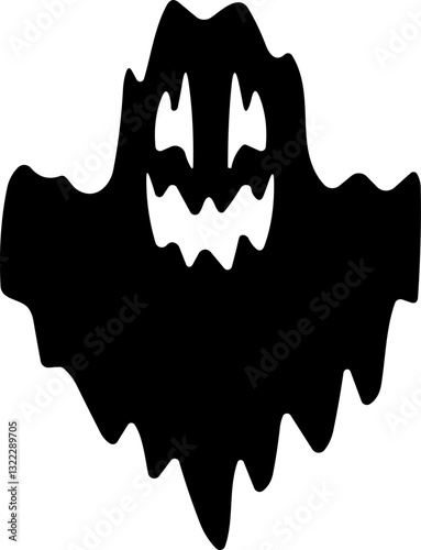 Ghost icon flat Vector. Halloween concept, Cartoon Ghost, black ghost with eyes, spooky character, ghoul or spirit monsters silhouette with spooky faces. Horror holiday flying phantoms or nightmare