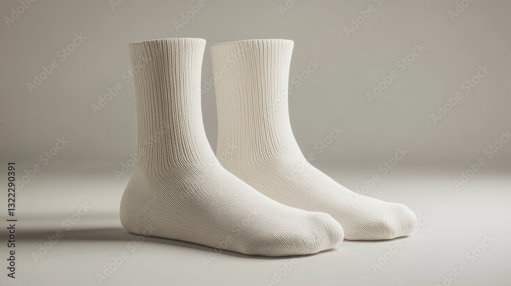 A pristine white mock-up, devoid of a background, featuring two pairs of socks, ready for your branding and creative vision. A pristine white mock-up, devoid of a background, featuring two pairs of socks, ready for your branding and creative vision.
