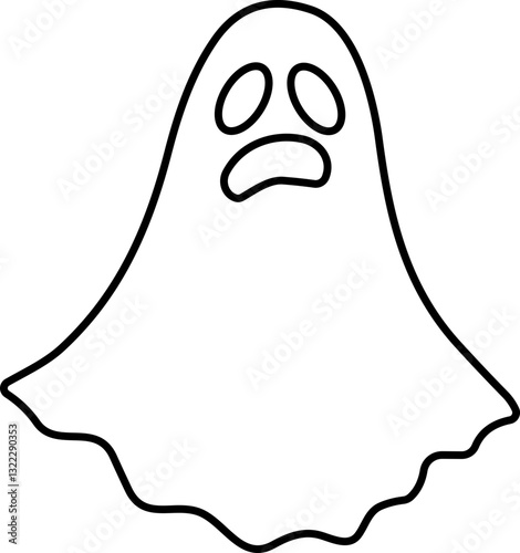 Ghost icon line Vector. Halloween concept, Cartoon Ghost, black ghost with eyes, spooky character, ghoul or spirit monsters silhouette with spooky faces. Horror holiday flying phantoms or nightmare