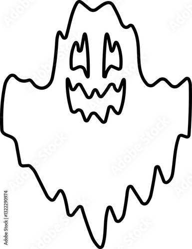 Ghost icon line Vector. Halloween concept, Cartoon Ghost, black ghost with eyes, spooky character, ghoul or spirit monsters silhouette with spooky faces. Horror holiday flying phantoms or nightmare