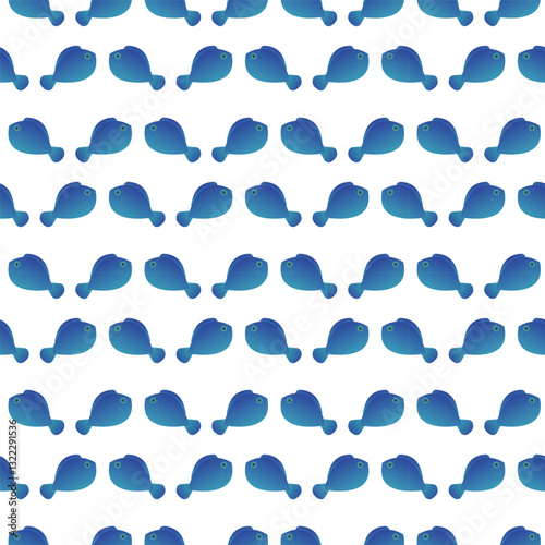 Exotic aquarium or sea fish. Flat style. Vector illustration. Seamless pattern.