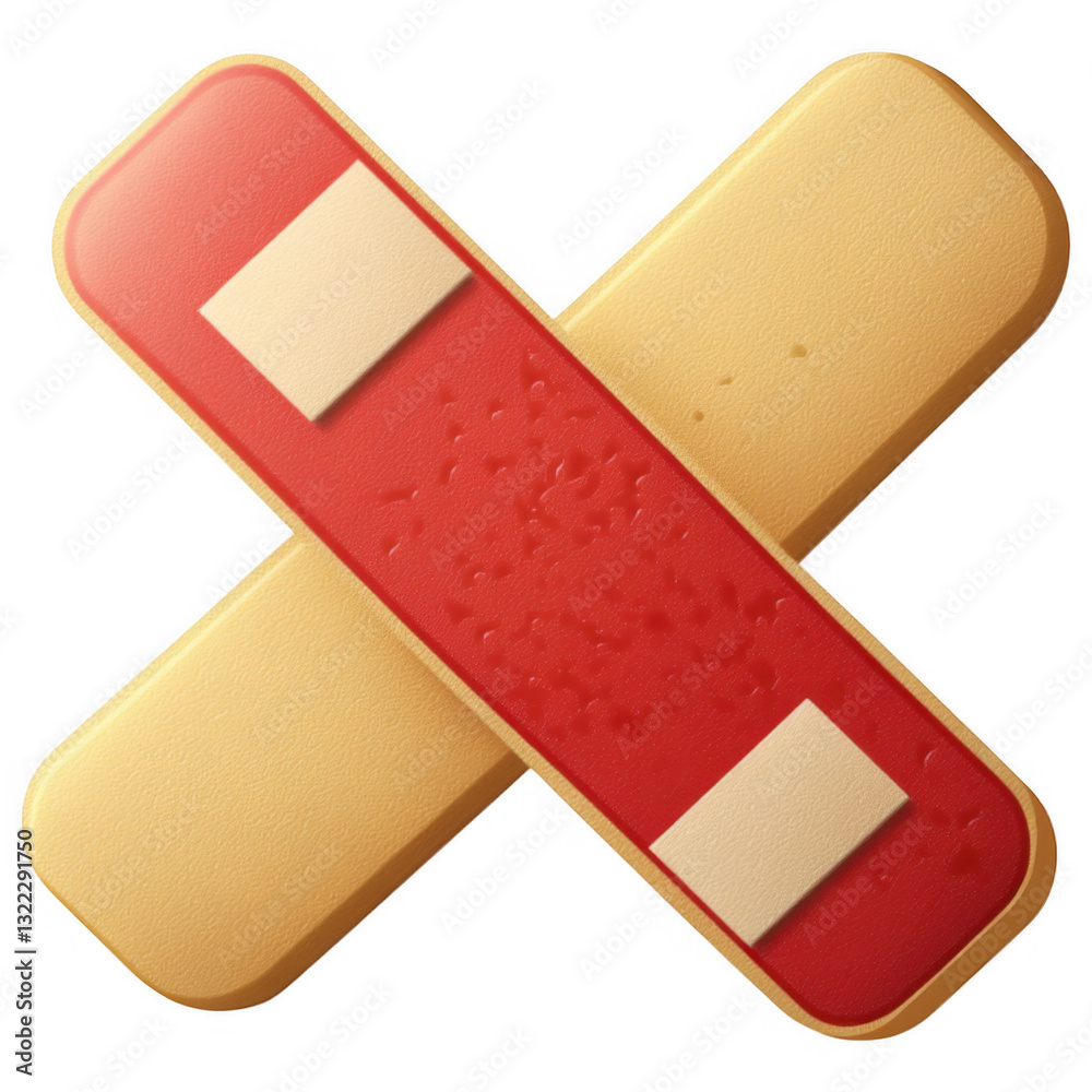 Stylized Crossed Band-Aids with Red and Tan - Transparent Background PNG Stylized Crossed Band-Aids with Red and Tan - Transparent Background PNG