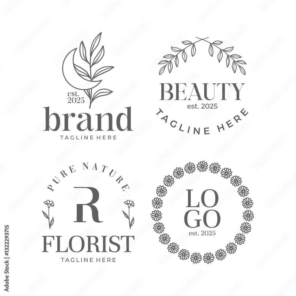 Fototapeta premium Set of botanical logo template vector