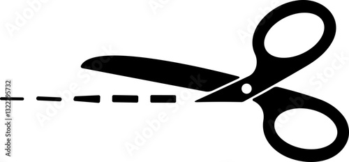 Scissor, trim line icon. paper cut sign. Scissor with cut lines. Flat icon style stock vector.