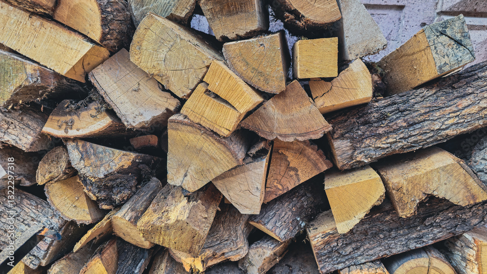 Close-up of wood logs stacked on top of each other Close-up of wood logs stacked on top of each other