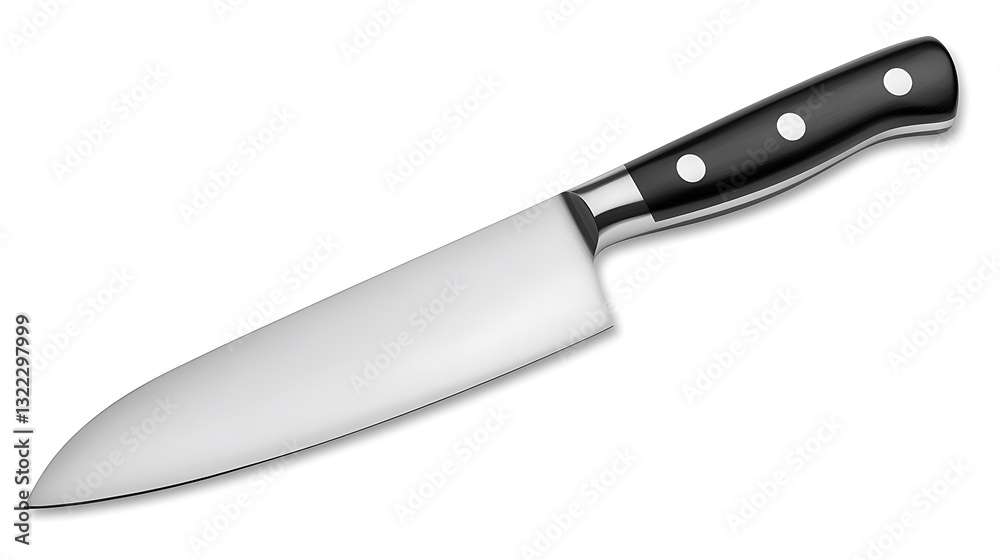 High-quality chef's knife. A sleek, stainless steel blade with a comfortable black handle High-quality chef's knife. A sleek, stainless steel blade with a comfortable black handle