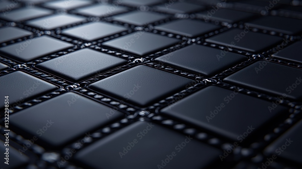 Obraz premium Metallic square tiles with intricate connectors in a structured, repeating pattern