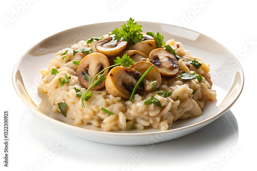 mushroom risotto image isolated on a white background