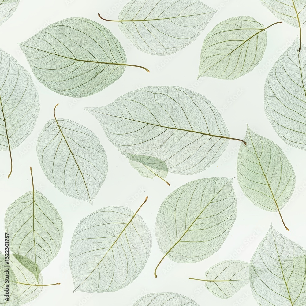 A delicate pattern of nearly invisible almond tree leaf with light green edges against a clean and simple background A delicate pattern of nearly invisible almond tree leaf with light green edges against a clean and simple background