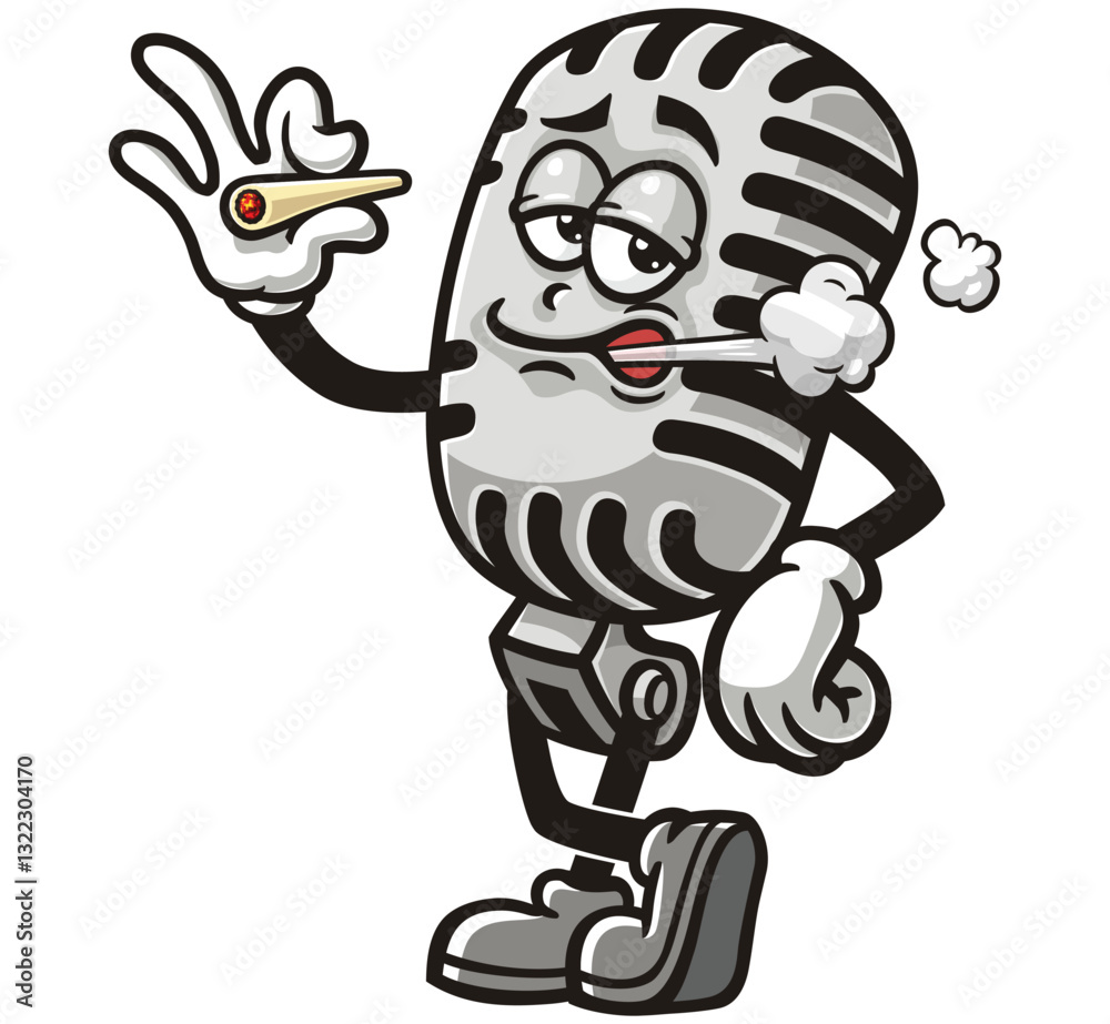 Obraz premium Microphone character mascot cartoon is smoking