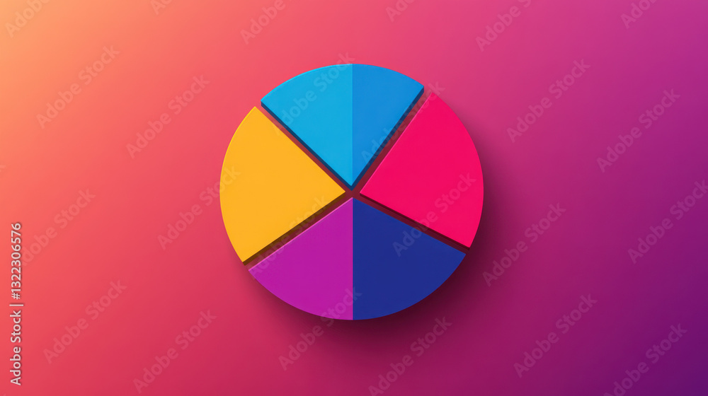 Fototapeta premium Flat pie chart icon in one block colour as an illustration on a white background.