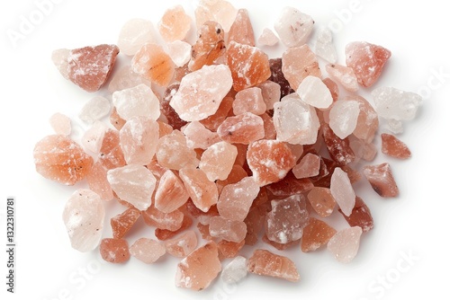 A pile of Himalayan salt on a plain white background photo