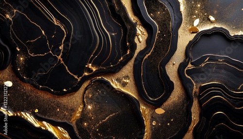 Elegant luxurious background. An incomparable black and gold pattern in the form of a cut