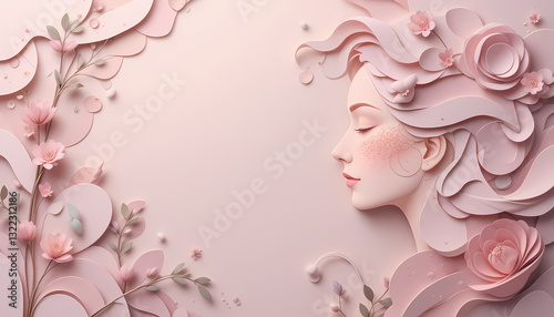 A captivating image of a woman's profile, stylized in a paper-cut or 3D floral design.
