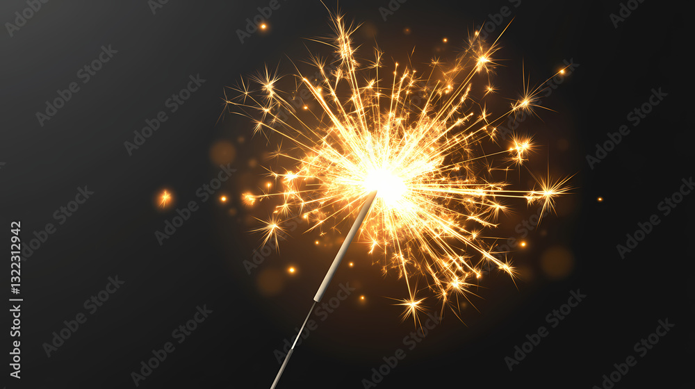 Naklejka premium fireworks sparkler. happy new year. isolated on transparent background. Radiance Burst. Illustration