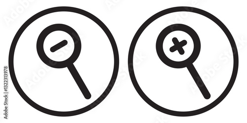 Magnifying glass simple icon collection. Search icon set. Vector