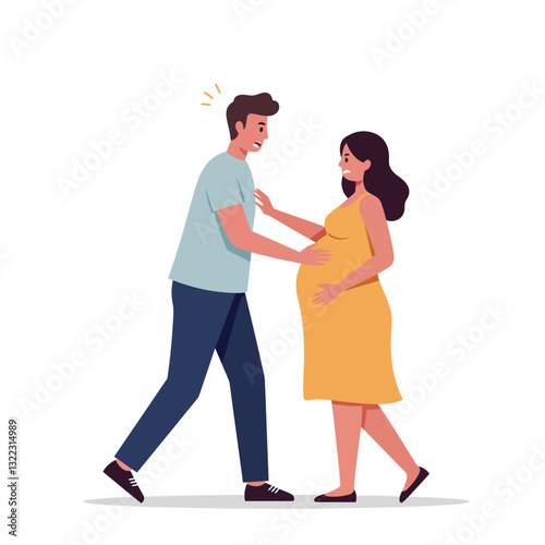 Couple celebrating pregnancy joy in flat design style vector illustration