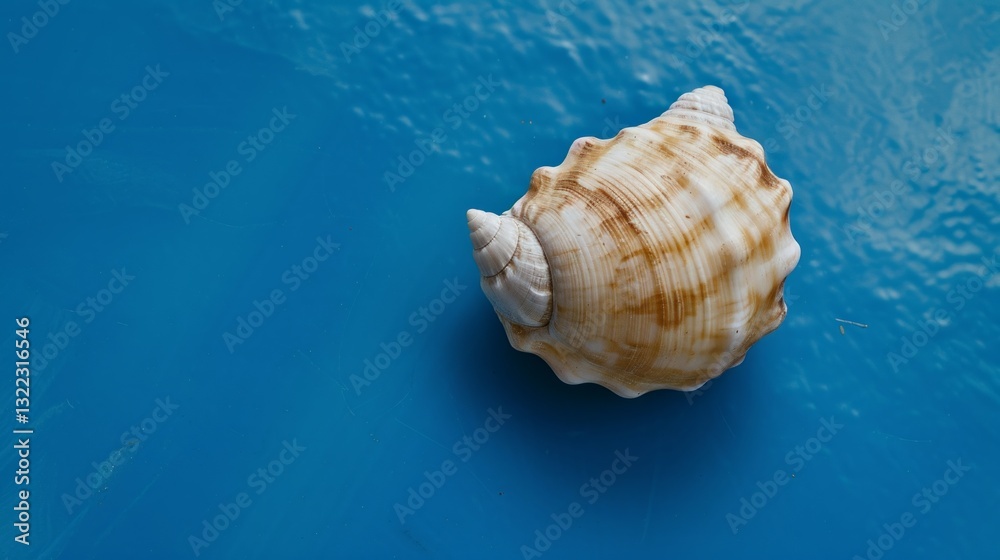 A single seashell delicately placed against a tranquil and serene natural background scene A single seashell delicately placed against a tranquil and serene natural background scene