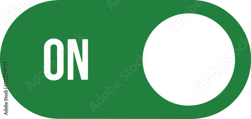 ON toggle switch button vector. Green On switcher icon. Modern web and mobile app switch button interface elements. Setting toggle icon design. Vector illustration.