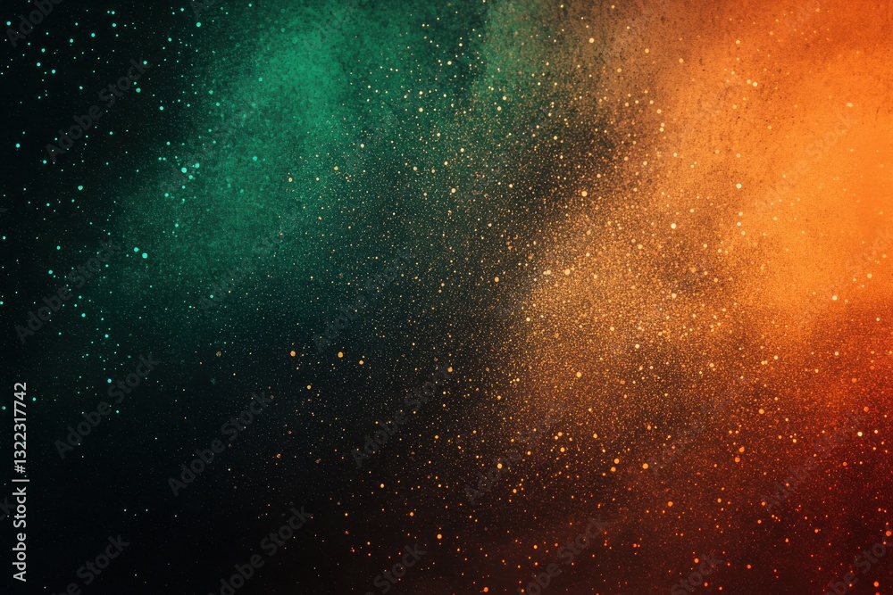 Grainy noise texture background with abstract orange, green, and vibrant glowing color gradient shape on black backdrop for banner and poster design Grainy noise texture background with abstract orange, green, and vibrant glowing color gradient shape on black backdrop for banner and poster design