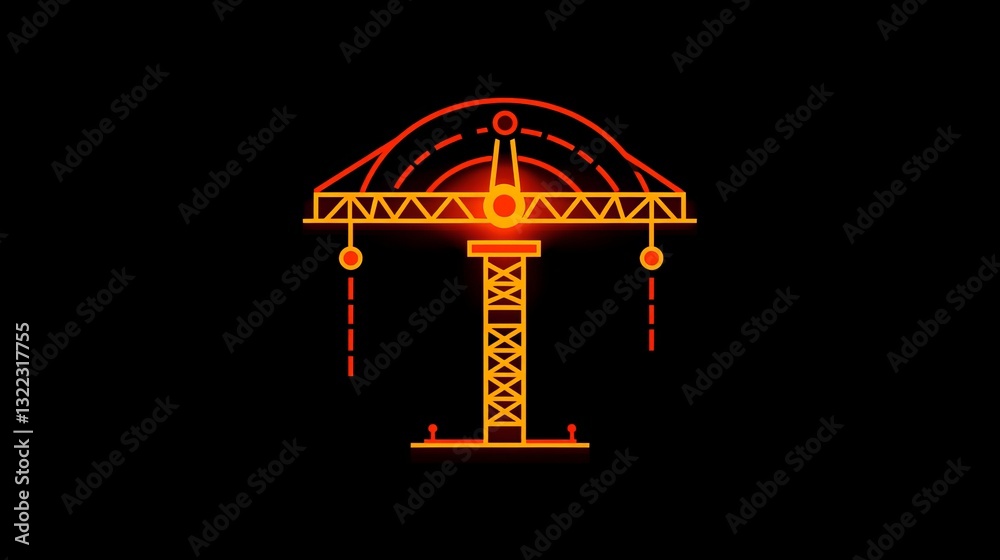Small Crane Outline Icon Representing Construction, Lifting, and Heavy Machinery Small Crane Outline Icon Representing Construction, Lifting, and Heavy Machinery