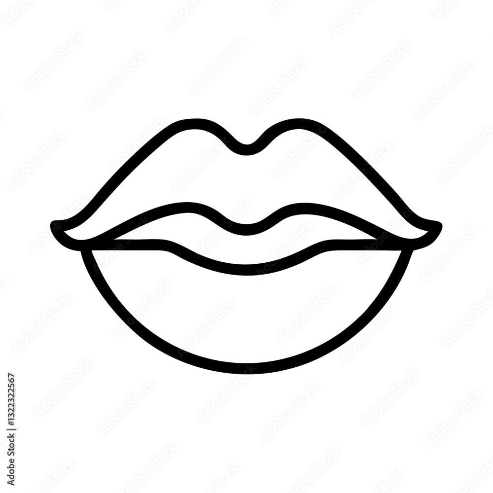 Outline illustration of lips showing simple lip shape design Outline illustration of lips showing simple lip shape design