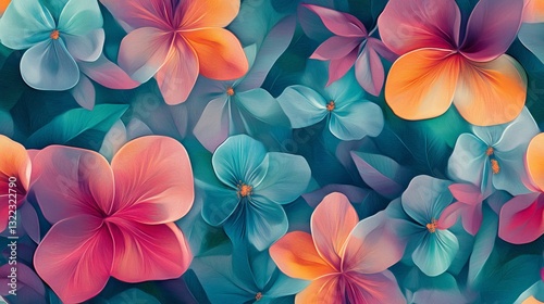 Colorful digital wall tiles new flower design for bathroom and kitchen and also for home decor.3D illustration 3D rendering. © Rauf