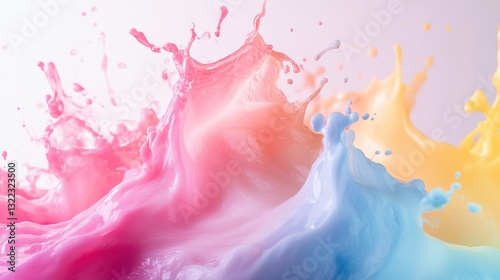 A pristine white backdrop, canvassed with the vibrant energy of a milky splash, frozen in time, ready for the creative touch of Generative AI to bring it to life.